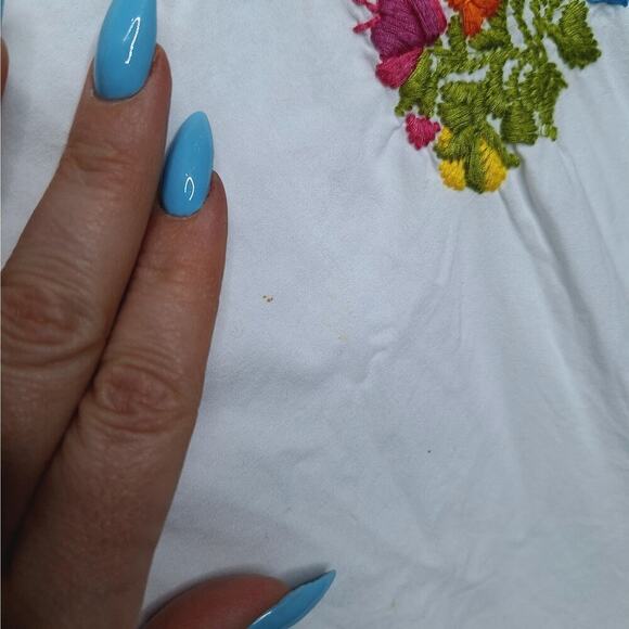 Sister Mary "Mary" Dress Small Heavily Embroidered Short Sleeve Tunic White Boho - Picture 6 of 12